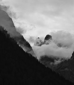 Low angle view of silhouette mountain against sky