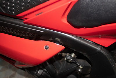 High angle view of red vintage car