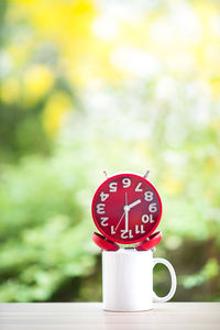 Close-up of coffee cup on table