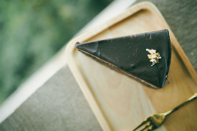 High angle view of text on wood