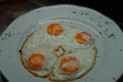 High angle view of breakfast in plate