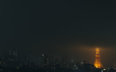 City lit up at night