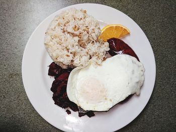 High angle view of food in plate