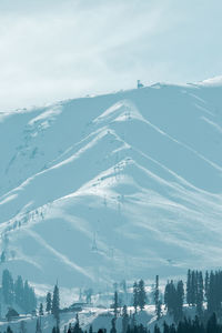 Aerial view of snowcapped mountains against sky