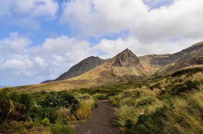 Scenic view of mountains against sky