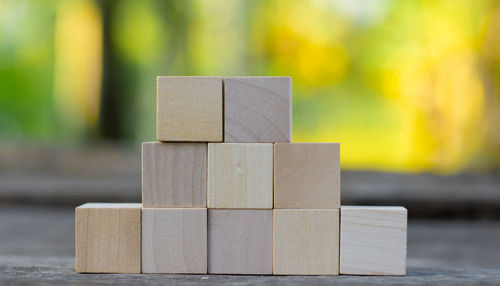 Close-up of wooden blocks