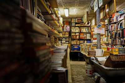 Stack of books in building