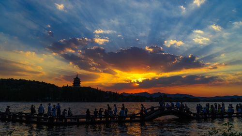 Silhouette of buildings at sunset