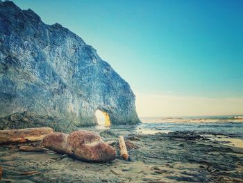 Scenic view of sea against clear sky