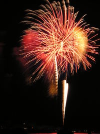 Low angle view of firework display at night
