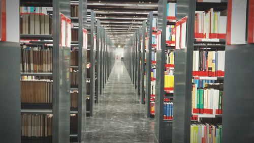 Row of books in library