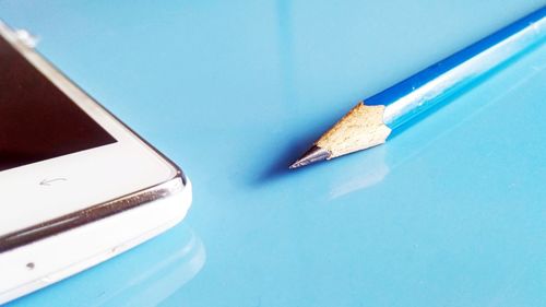 High angle view of pencil on table