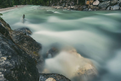 Water flowing through rocks