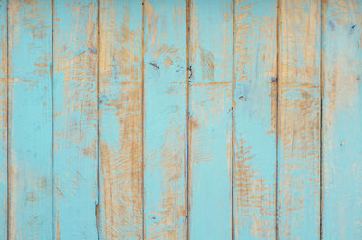 Full frame shot of old blue plank