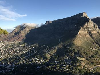 Scenic view of table  mountains against sky from lions head