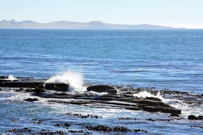 Scenic view of sea against clear sky