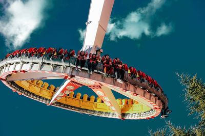 Low angle view of building against blue sky
