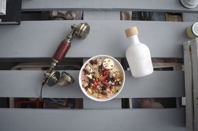 Directly above shot of breakfast on table