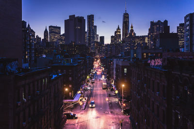 Illuminated city at night