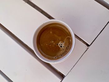 High angle view of coffee on table