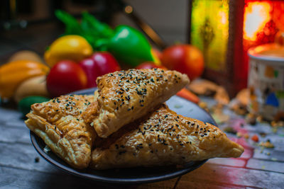Close-up of food on table