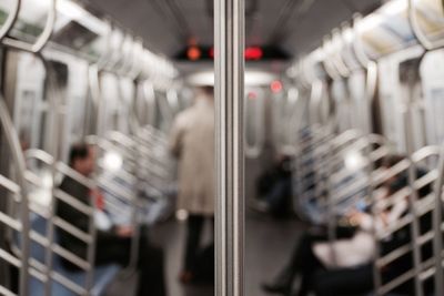 Train in city at night