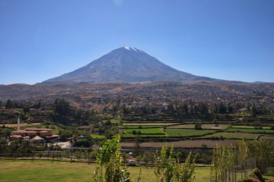 Surroundings of arequipa, peru with misti volcano in background