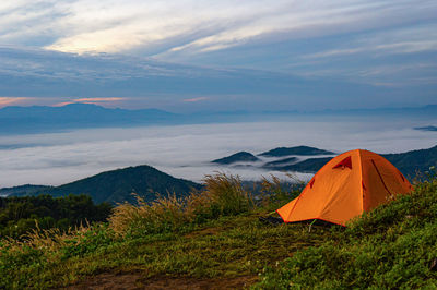 Scenic view of mountains against sky