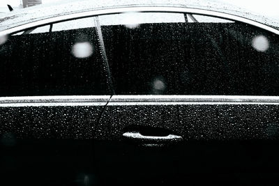 Full frame shot of snow on car windshield