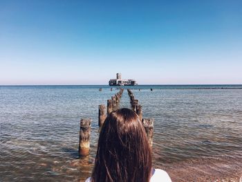 Scenic view of sea against clear sky
