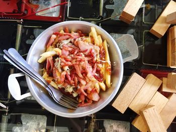 Close-up of food on table