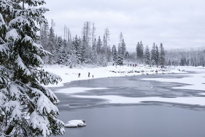 Scenic view of snow covered land against sky