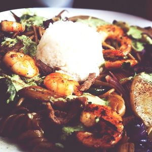 Close-up of meal served in plate