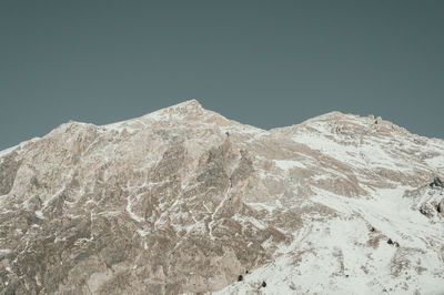 Scenic view of snowcapped mountains against clear sky