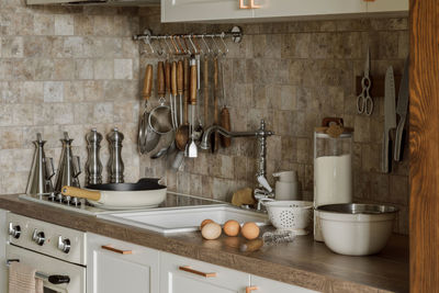 Utensils in kitchen