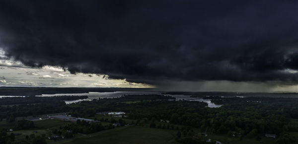 Scenic view of storm clouds over sea