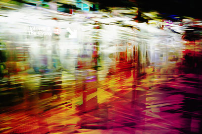 Light trails on road at night