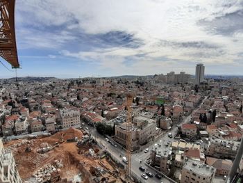 High angle view of townscape against sky