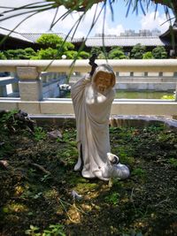 View of a horse statue in yard