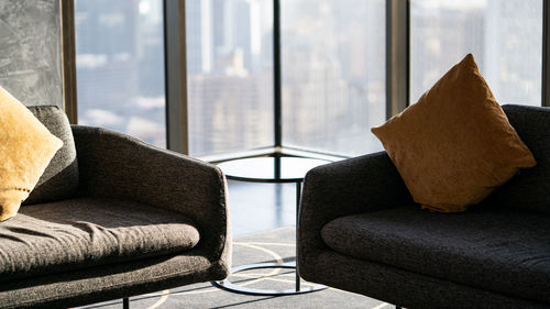 Chairs on sofa at home