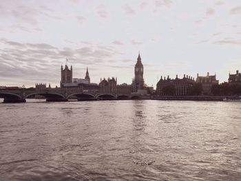 View of river with city in background