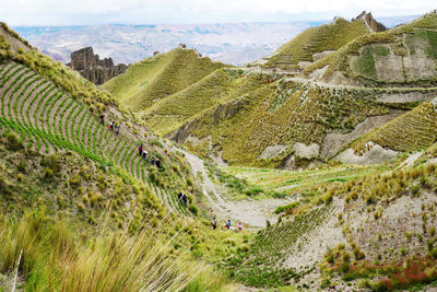 Panoramic view of landscape and mountains against sky