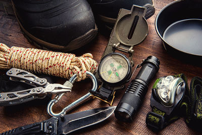 Directly above shot of personal accessories on table