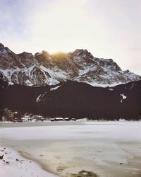 Snow covered mountain range