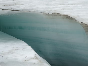 High angle view of frozen sea