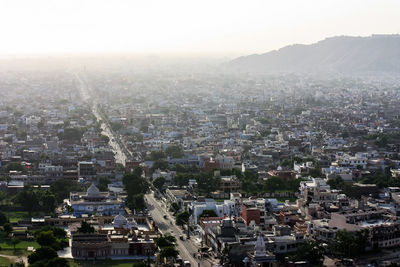 High angle view of townscape against sky