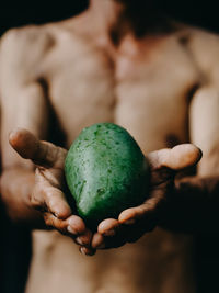 Close-up of hand holding fruit