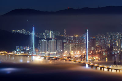 Illuminated city at night