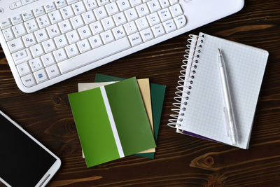 High angle view of laptop on table