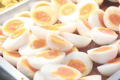 Close-up of boiled eggs in container